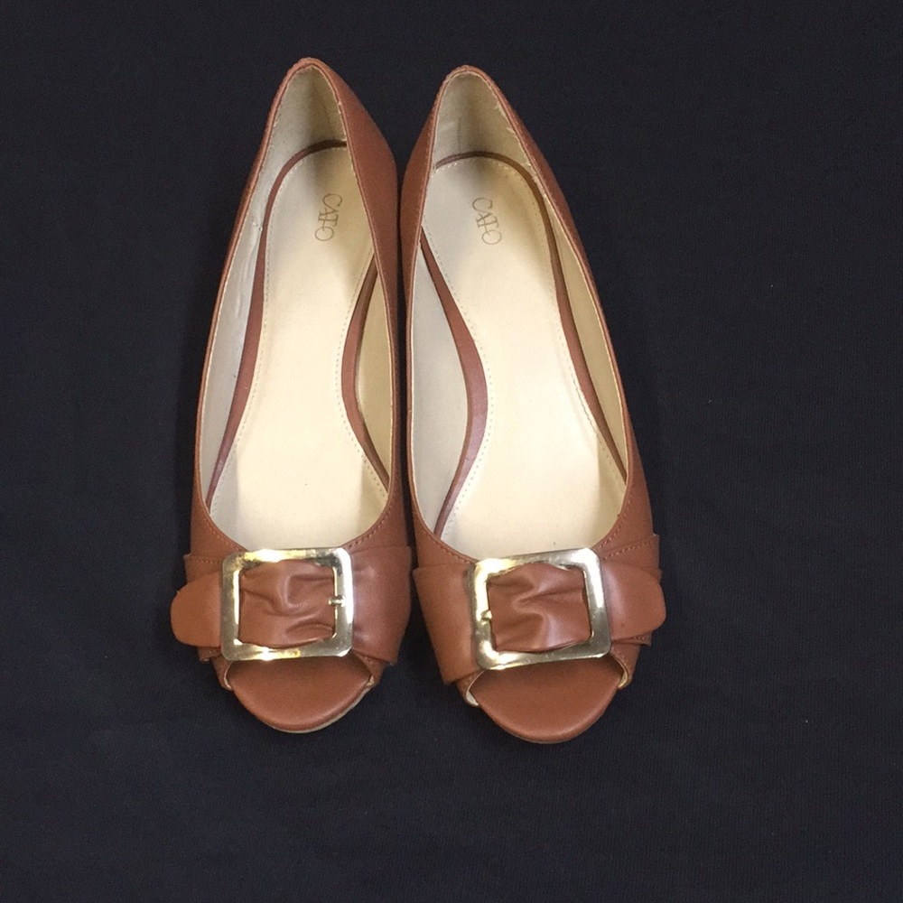 Brown Cato Wedge Flats.